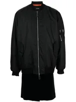 Raf Simons Ghost Longline Zip-up Bomber Jacket In Black