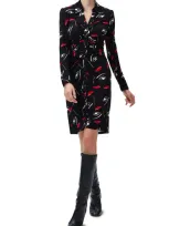 Dvf Sheska Face Print Ruched Long Sleeve Shirtdress In Fface