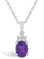 Macy's Amethyst (1-1/5 Ct. T.w.) And Diamond (1/10 Ct. T.w.) Pendant Necklace In 14k White Gold