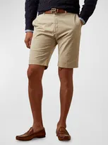 Ralph Lauren Purple Label Eaton Stretch-cotton Shorts In Stone