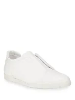 Stefano Ricci Men's Tonal Elastic-band Sneakers W/ Croc Trim In White