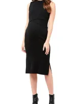 Ripe Maternity Layered Nursing Maternity Dress In Black