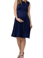 Ripe Maternity Sleeveless Knife Pleat Maternity Dress In Blueprint