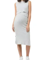 Ripe Maternity Layered Nursing Maternity Dress In Silver Marle