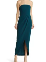 Wayf The Angelique Strapless Tulip Gown In Deep Teal