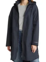 Ilse Jacobsen Hooded Water Resistant Rain Jacket In Dark Indigo