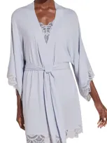 Eberjey Mariana Lace Trim Jersey Knit Robe In Ice Blue