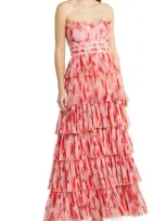 Hutch Monaco Dress In Blush Red Poppies In Pink