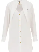 Vivienne Westwood Womens White Heart Cut-out Relaxed-fit Cotton Shirt