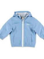 Hugo Boss Light Blue Nylon Baby Boy  Jacket With Hood In Celeste