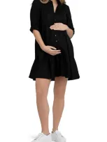 Ripe Maternity Adel Button Through Dress In Black