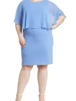 Connected Apparel Cape Sleeve A-line Dress In New Peri