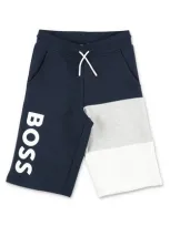 Hugo Boss Shorts Blu Con Pannelli A Contrasto In Felpa Di Misto Cotone Baby Boy