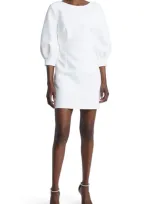 Ever New Sasha Bow Open Back Long Sleeve Minidress In Porcelain