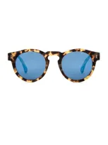 Illesteva Leonard Tortoise Mirrored 48mm Round Sunglasses