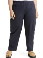 Eileen Fisher Tapered Stretch Cotton Ankle Pants In Ocean