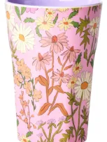 Rice Set Of Four Melamine Tumblers In Daisy Dearest