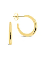 Sterling Forever 14k Over Silver Thin Tapered Hoops In Gold