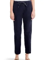 Nic + Zoe Relaxed Cotton Poplin Drawstring Pants In Dark Indigo