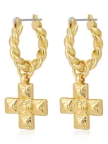 Luv Aj Molten Cross Twisted Hoop Earrings In Gold