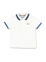 Hugo Boss Polo Bianca In Piquet Di Cotone Baby Boy In Bianco