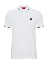 Hugo Cotton-piqu Slim-fit Polo Shirt With Logo Label In White