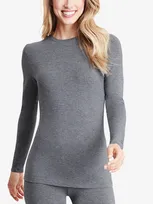 Cuddl Duds Softwear With Stretch Long-sleeve Layering Top In Charcoal