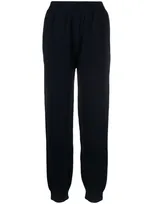 Msgm Embroidered-logo Detail Knit Trousers In Blue