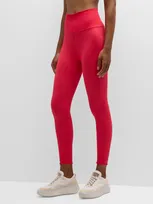 Spiritual Gangster Love Sculpt Crop Lettuce Edge Rib Leggings In Ruby Red