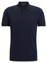 Hugo Boss Cotton-piqué Polo Shirt With Tonal Logo In Blue