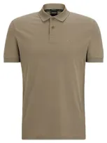 Hugo Boss Cotton-piqué Polo Shirt With Tonal Logo In Brown