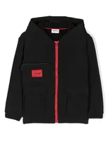 Hugo Kids' Logo-patch Hooded Jacket In Black