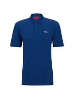 Hugo Cotton-piqu Polo Shirt With Logo Print In Dark Blue