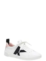 Kate Spade Signature Leather Colorblock Low-top Sneakers In True White