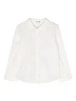 Il Gufo Kids' Ruffled-collar Poplin Shirt In White