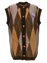 Etro Flower Argyle Vest Gilet Multicolor