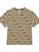 Dolce & Gabbana Kids' Logo Cotton T-shirt In Neutrals