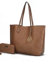 Mkf Collection By Mia K Sadie Oversize Tote & Wallet Set In Brown