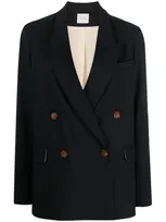 Alysi Double-breasted Peaked-lapels Blazer In Schwarz