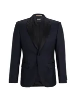 Hugo Boss Tuxedo Jacket In Virgin-wool Serge In Blue