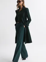 Reiss Green Tor Relaxed Wool Blend Belted Coat