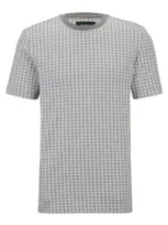 Hugo Boss Micro-patterned-jacquard T-shirt In Cotton And Silk In Silver