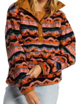 Billabong Switchback Textured Fleece Pullover In Papaya