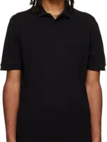 Hugo Cotton-blend Jersey Polo Shirt With Zip Collar In Black