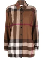 Burberry Check Wool Cotton Flannel Shirt In Dark Birch Brown