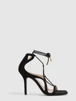 Reiss Womens Black Kate Swirl-strap Heeled Leather Sandals