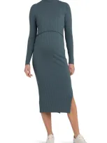 Ripe Maternity Nella Rib Nursing Knit Dress Teal