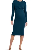 Ripe Maternity Maternity Ripe Lola Cross Front Nursing Dress Peacock In Medium Blue