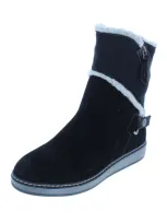 White Mountain Teague Womens Suede Colorblock Winter Boots In Black