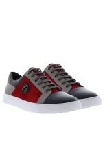 Robert Graham Men's Trixie Colorblock Mix-leather Low-top Sneakers In Red